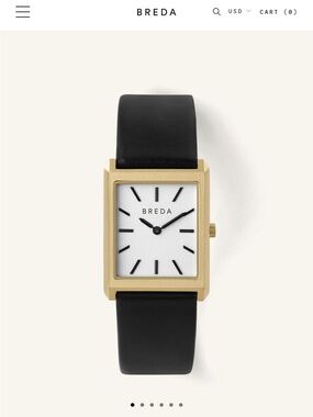BREDA Gold Case Black Leather Strap Men’s Watch